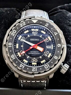 Titanium GMT Tuna Canned 47mm Seiko Automatic Diver's 200m Mod  Watch - Black